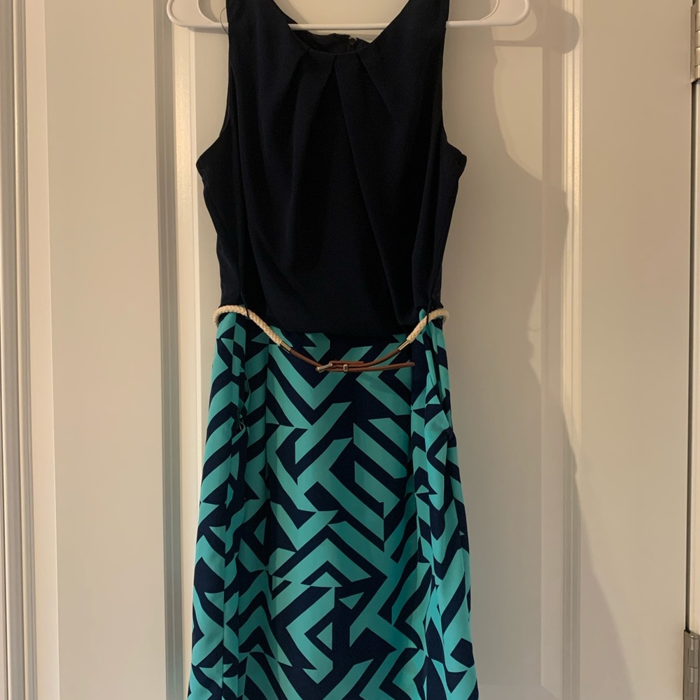 Navy/Aqua dress with belt